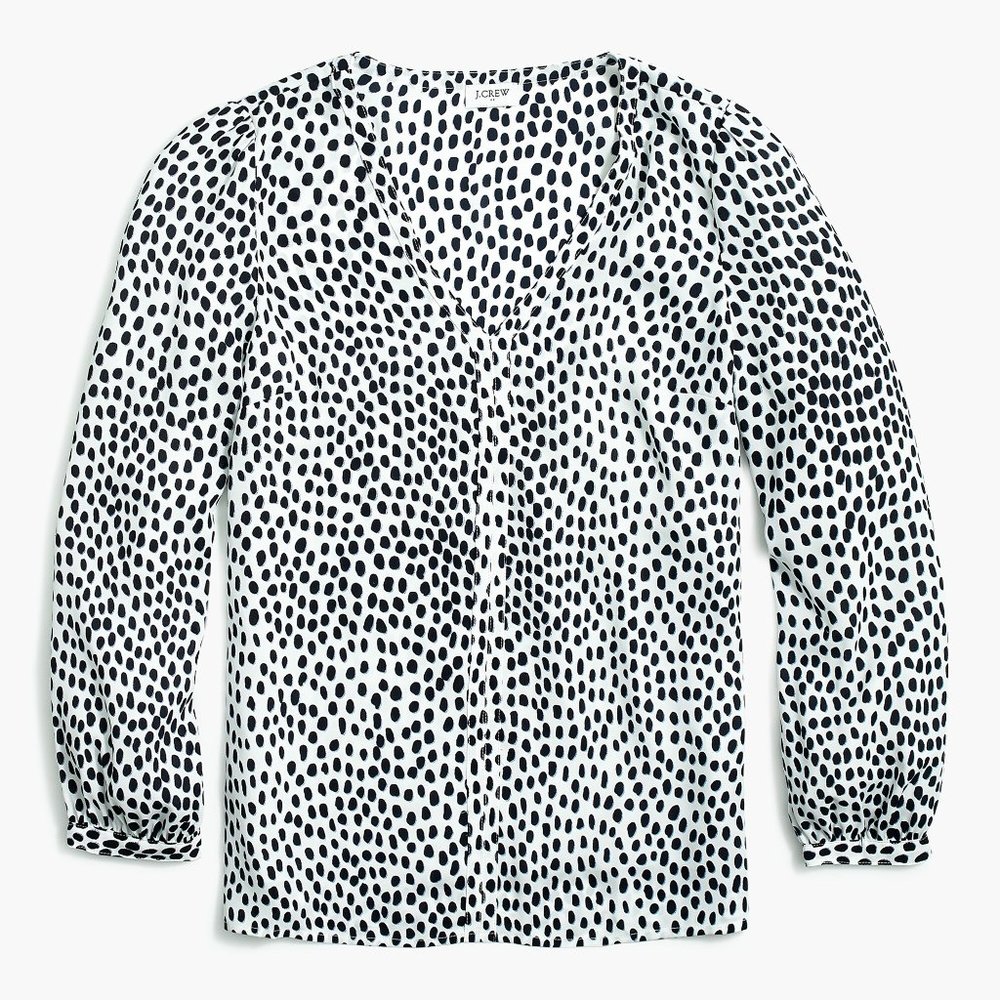 J Crew Factory Petite Long Sleeve V-Neck Blouse - sz 0P
